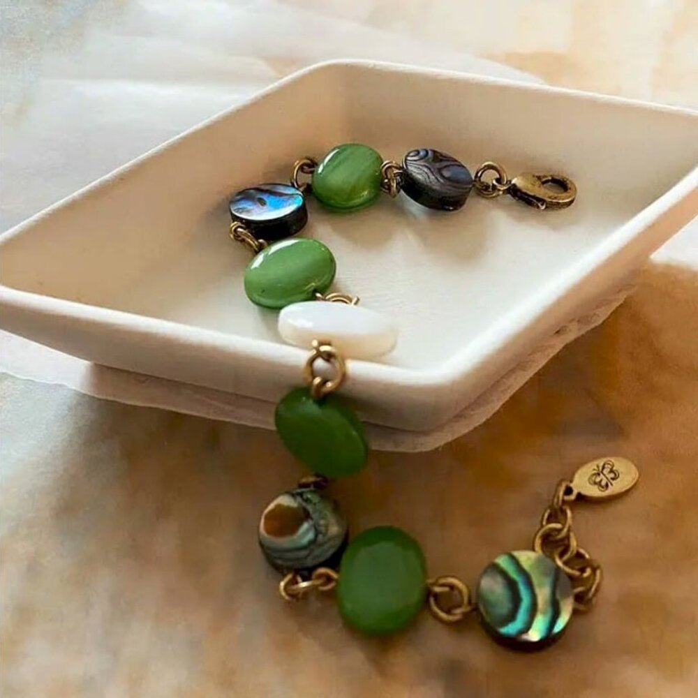 Mother of Pearl, Paua Shell Mix Bracelet | Verde Glass Out of New Zealand